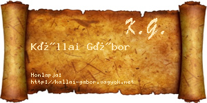 Kállai Gábor névjegykártya